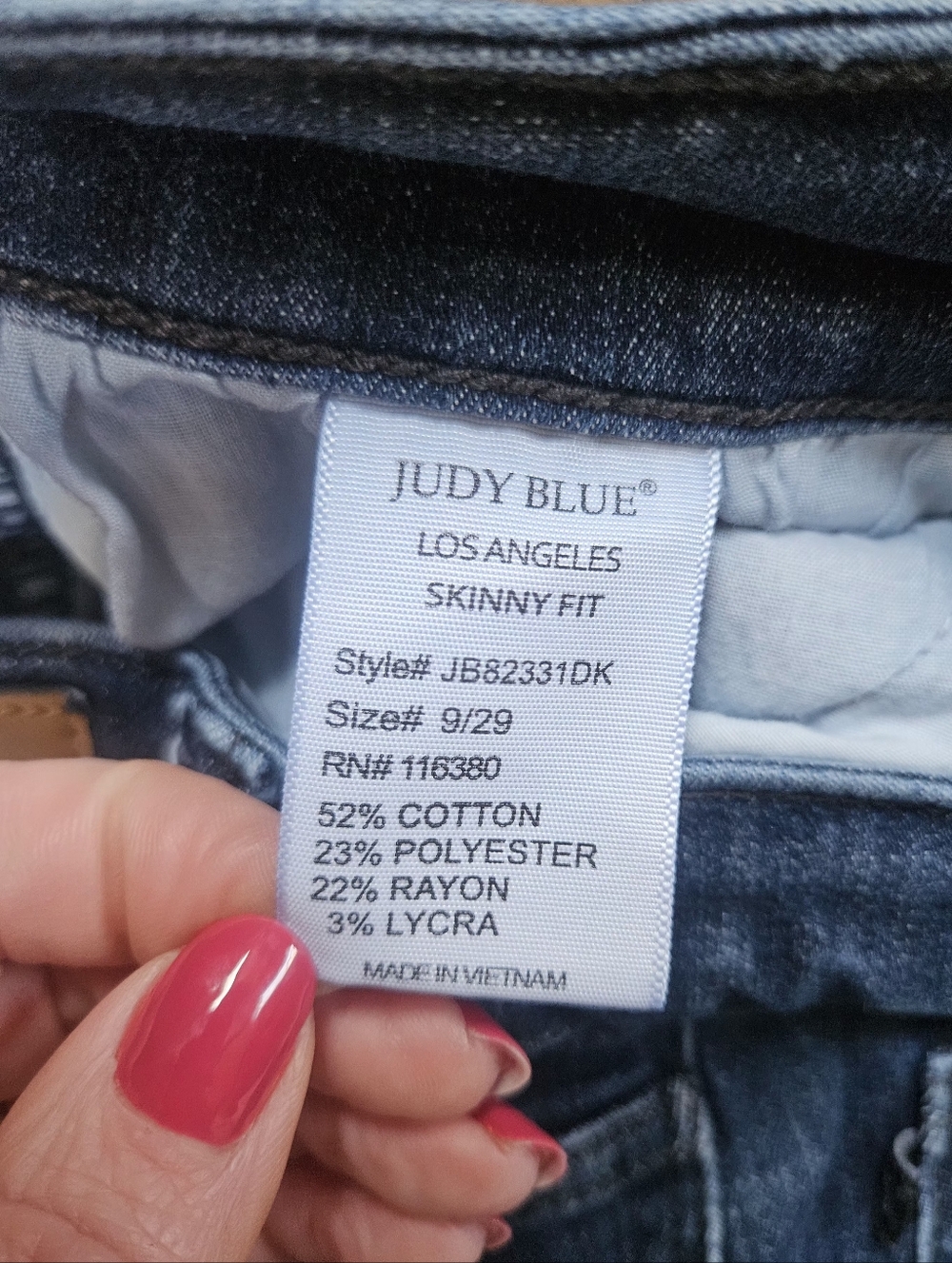 Judy Blue Skinny Jeans with Button-Fly Size 9/29 - Picture 7 of 7